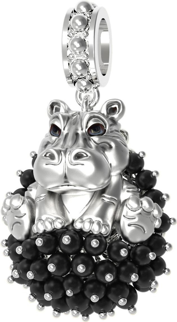 Подвеска из белого золота c эмалью и ониксом