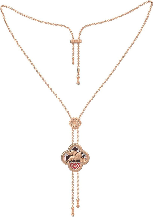 Колье из золота c эмалью, жемчугом и перламутром