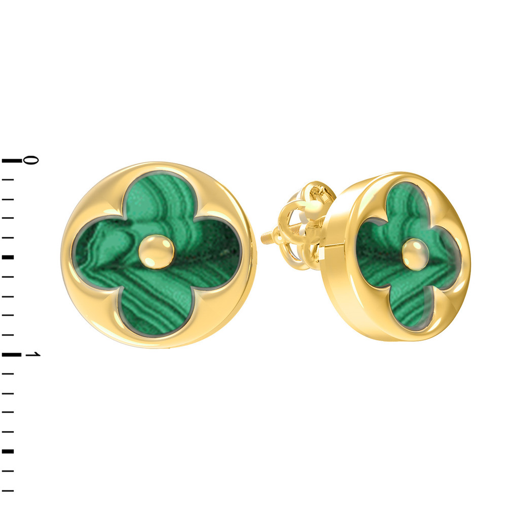 Серьги из лимонного золота c малахитом