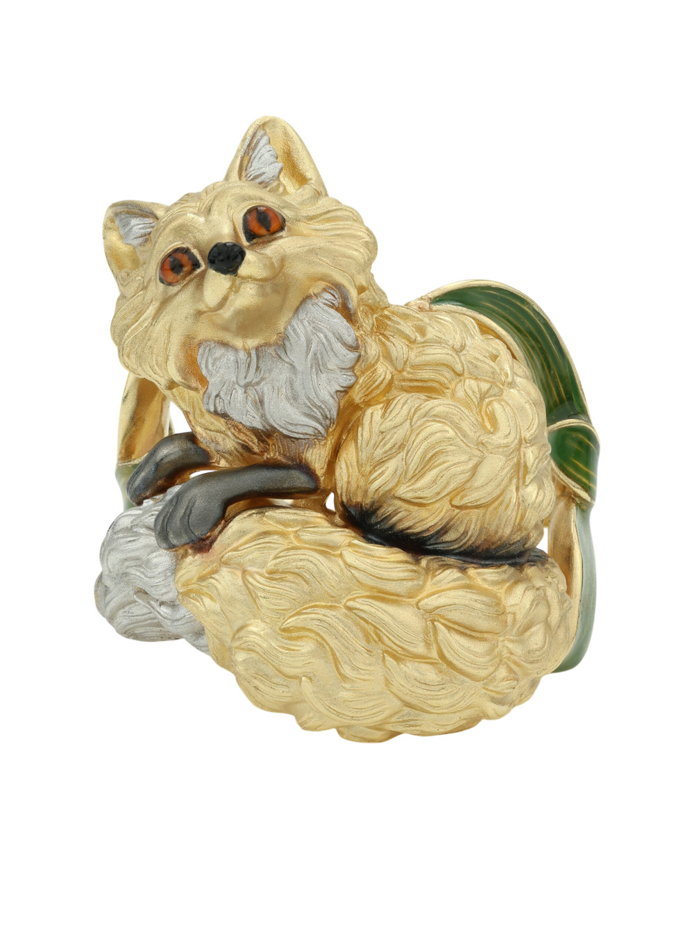 Кольцо из лимонного золота c эмалью