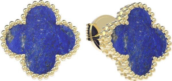 Серьги из лимонного золота c лазуритом