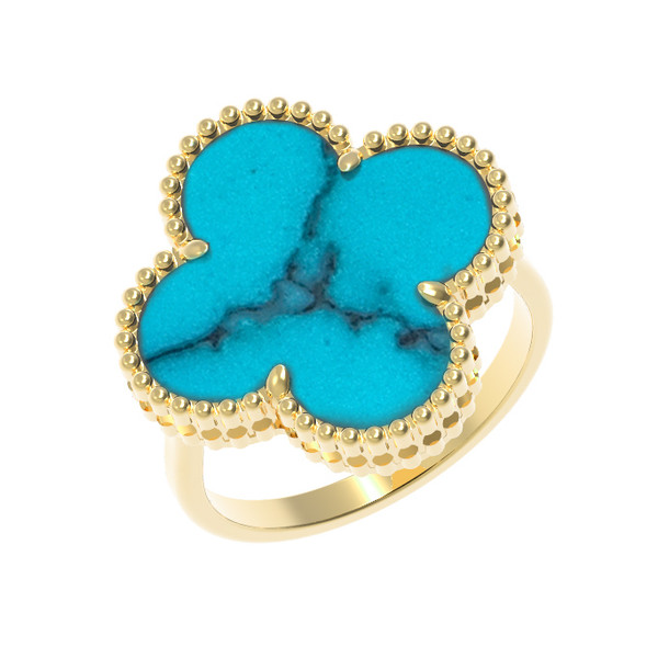 Кольцо из лимонного золота c бирюзой