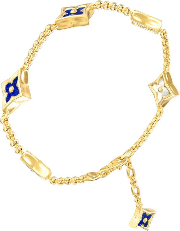 Браслет из лимонного золота c лазуритом и перламутром