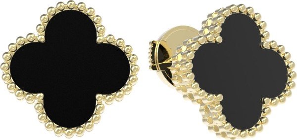 Серьги из лимонного золота c ониксом