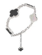 Браслет из белого золота 585 пробы c ониксом и перламутром