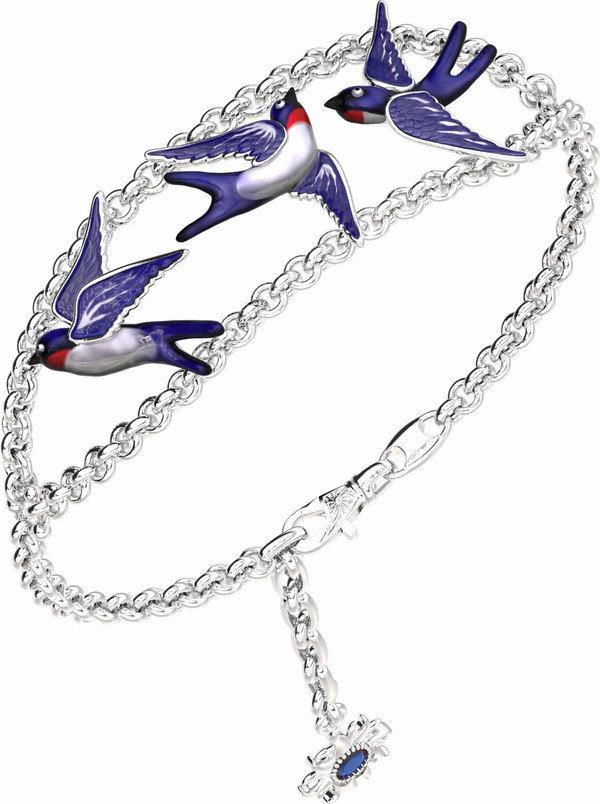 Браслет из белого золота c эмалью и сапфиром