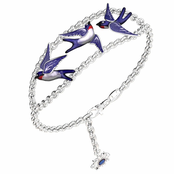 Браслет из белого золота c эмалью и сапфиром