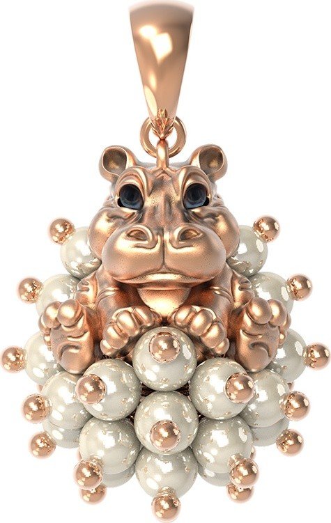 Подвеска из золота c эмалью и жемчугом