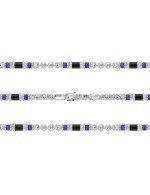 Цепь из белого золота 585 пробы c ониксом и лазуритом