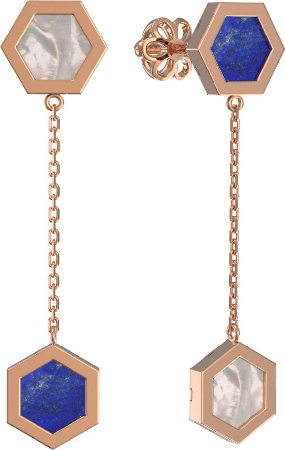 Серьги из золота c лазуритом и перламутром