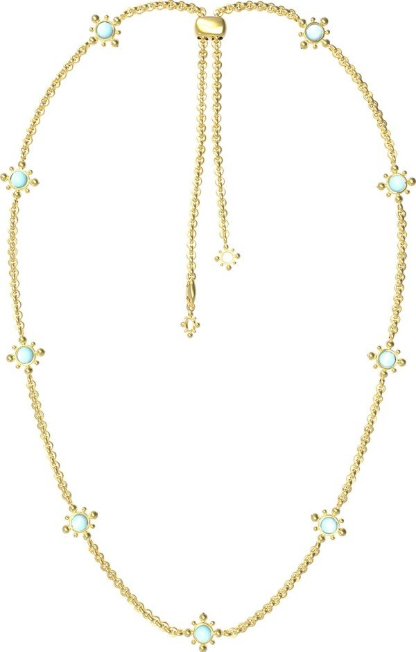 Колье из лимонного золота 585 пробы c бирюзой