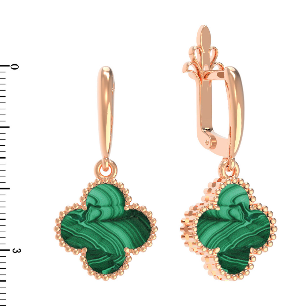 Серьги из золота c малахитом