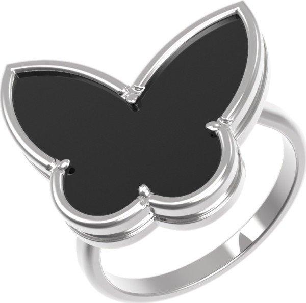 Кольцо из белого золота c ониксом