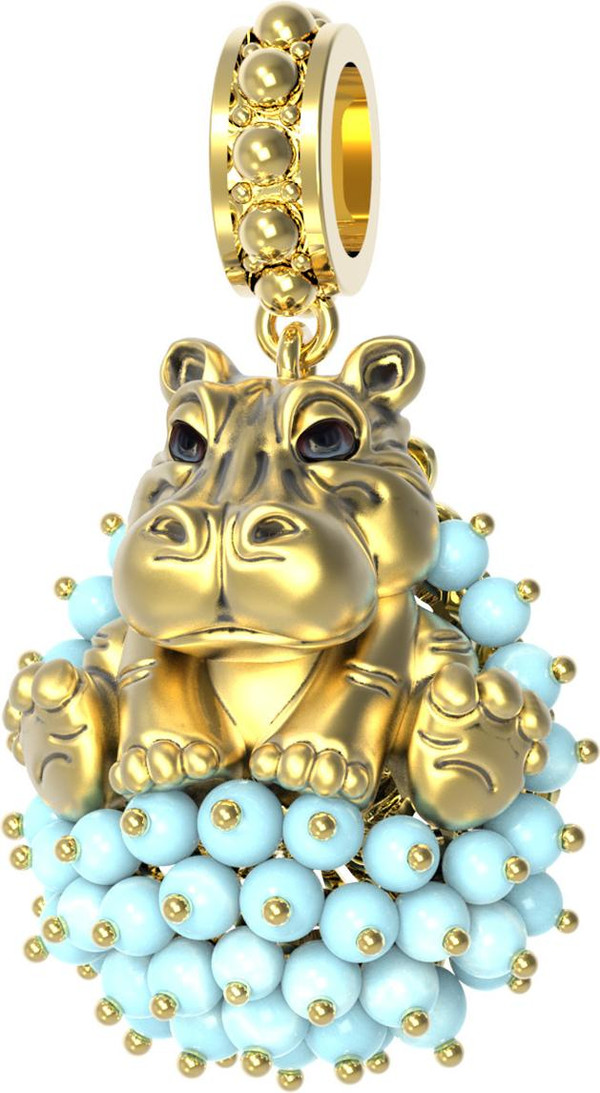 Подвеска из лимонного золота c эмалью и бирюзой