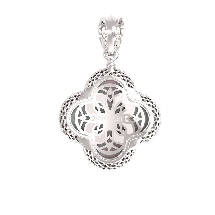 Подвеска из белого золота c эмалью и перламутром