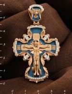 Крест из золота 585 пробы c эмалью и бриллиантами