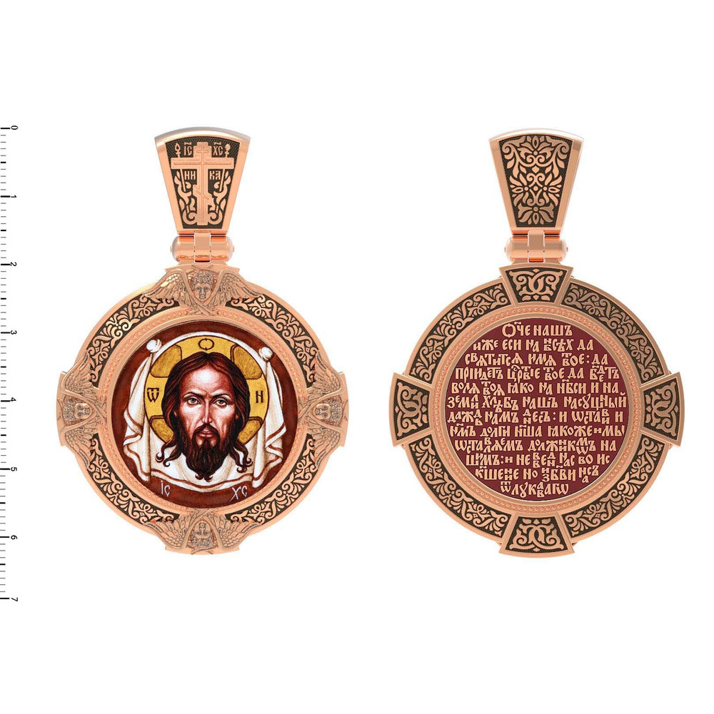 Образок из золота c эмалью, иконописью и темперой