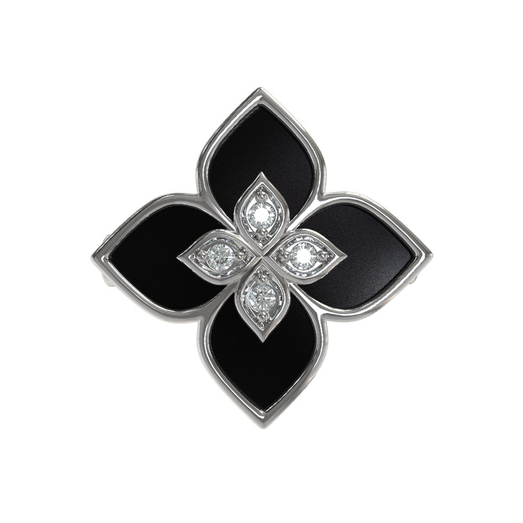 Кольцо из белого золота c бриллиантами и ониксом