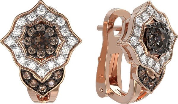 Серьги из золота 585 пробы c бриллиантами