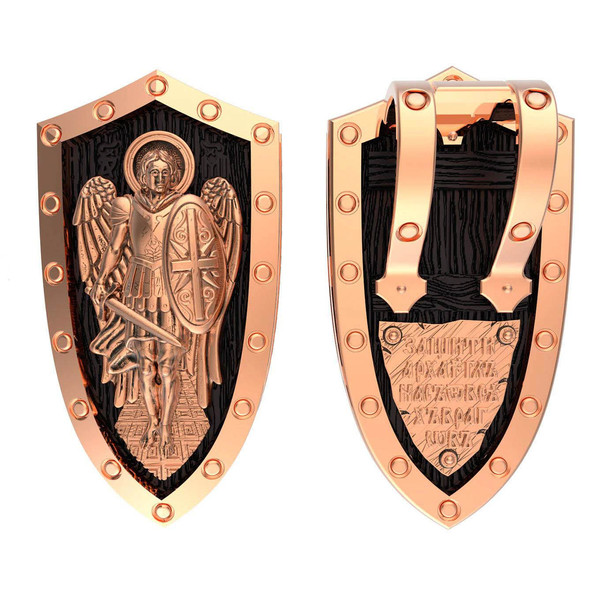 Образок из золота c эбеновым деревом