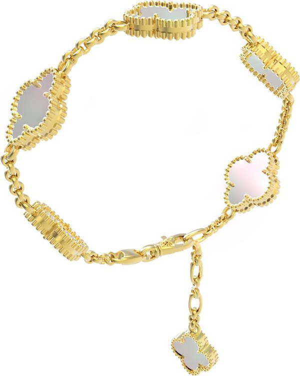 Браслет из лимонного золота c перламутром