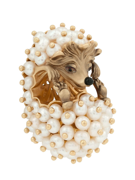 Подвеска из золота c эмалью и жемчугом