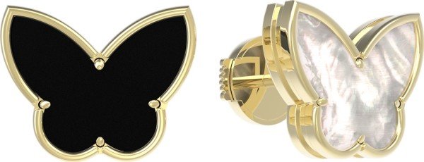 Серьги из лимонного золота c ониксом и перламутром