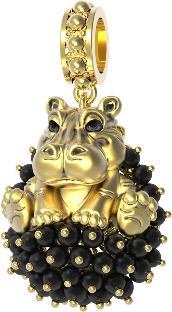 Подвеска из лимонного золота c эмалью и ониксом