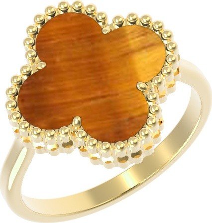 Кольцо из лимонного золота c тигровым глазом