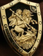 Образок из лимонного золота 585 пробы c эбеновым деревом