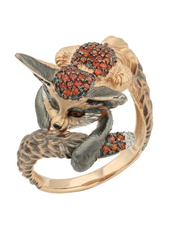 Кольцо из золота c эмалью и фианитом