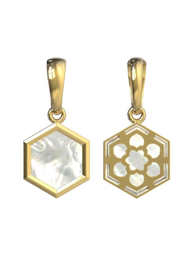Подвеска из лимонного золота 585 пробы c перламутром