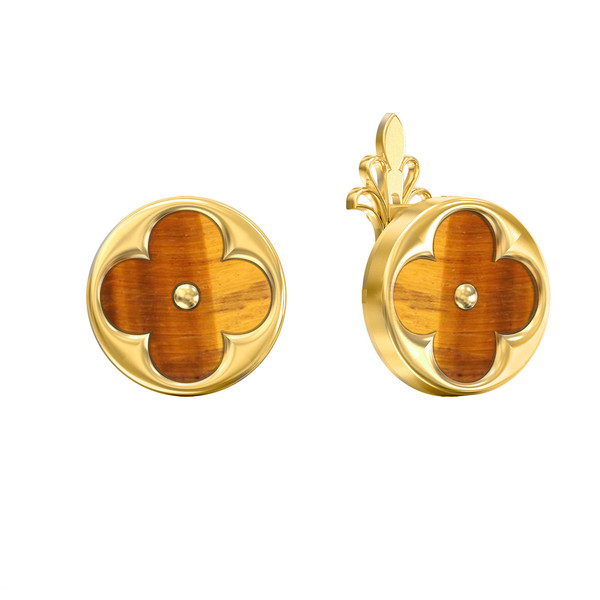 Серьги из лимонного золота c тигровым глазом