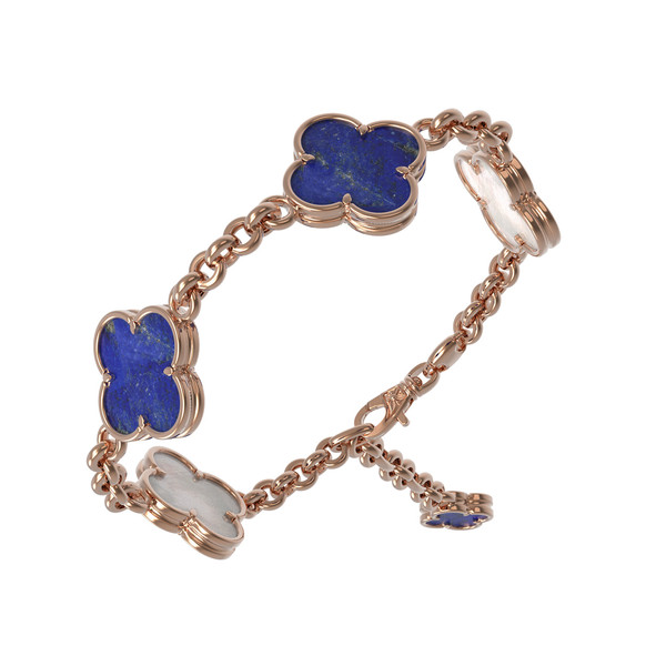 Браслет из золота c лазуритом и перламутром