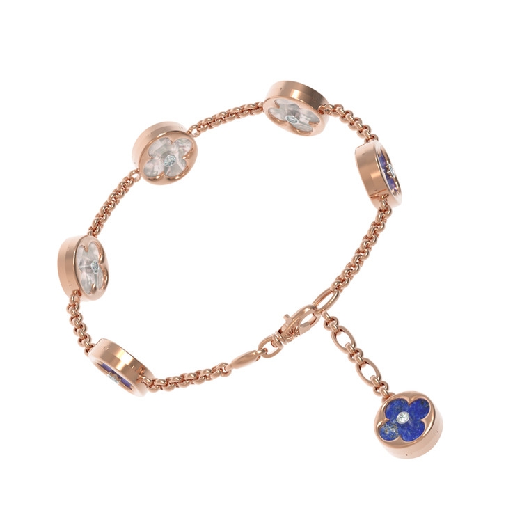 Браслет из золота c бриллиантами, лазуритом и перламутром