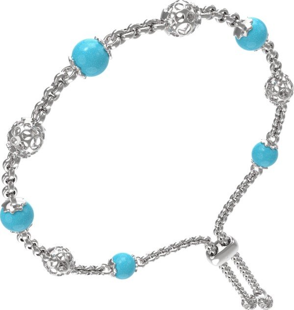 Браслет из белого золота 585 пробы c бирюзой