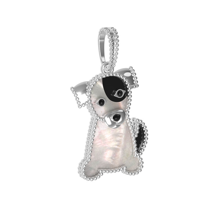 Подвеска из белого золота c эмалью, ониксом и перламутром