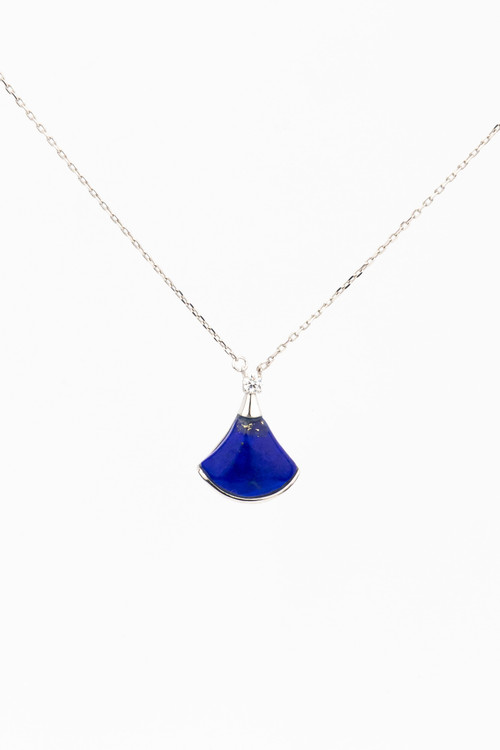 Колье из белого золота c бриллиантами и лазуритом