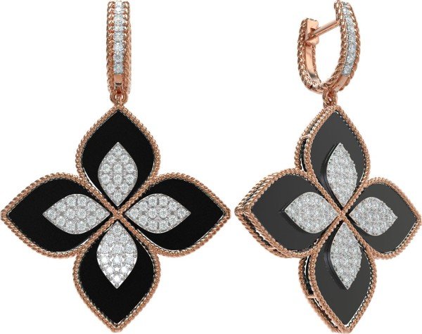 Серьги из золота c бриллиантами и ониксом