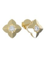 Серьги из лимонного золота 585 пробы c бриллиантами