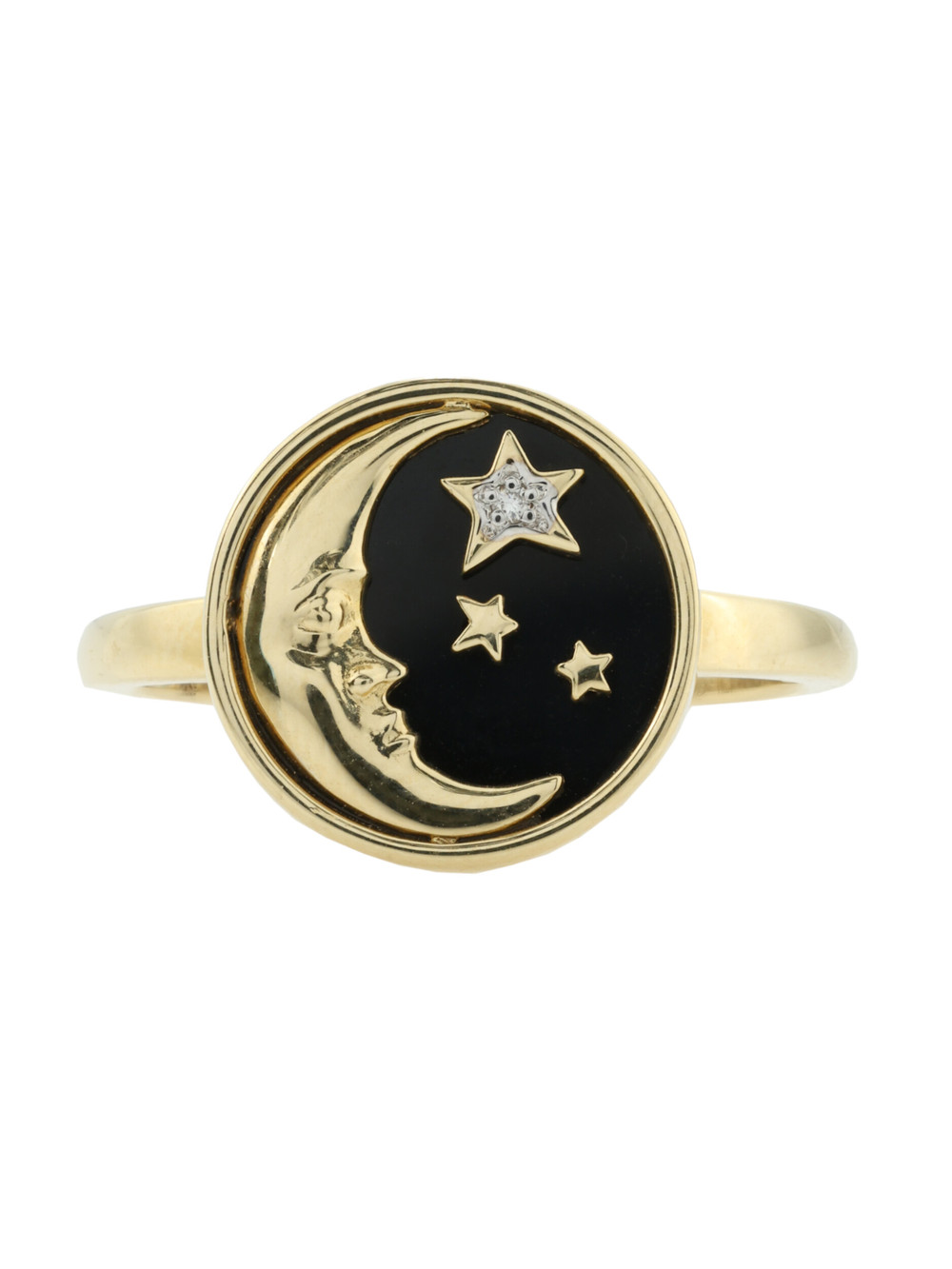 Кольцо из лимонного золота c бриллиантами и ониксом