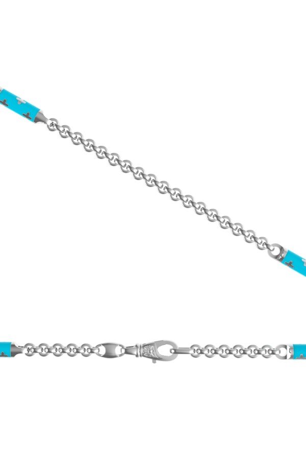 Цепь из белого золота 585 пробы c эмалью