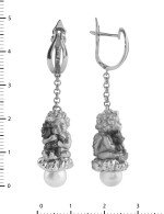Серьги из белого золота 585 пробы c жемчугом