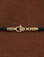 Гайтан из лимонного золота c кожаным шнурком