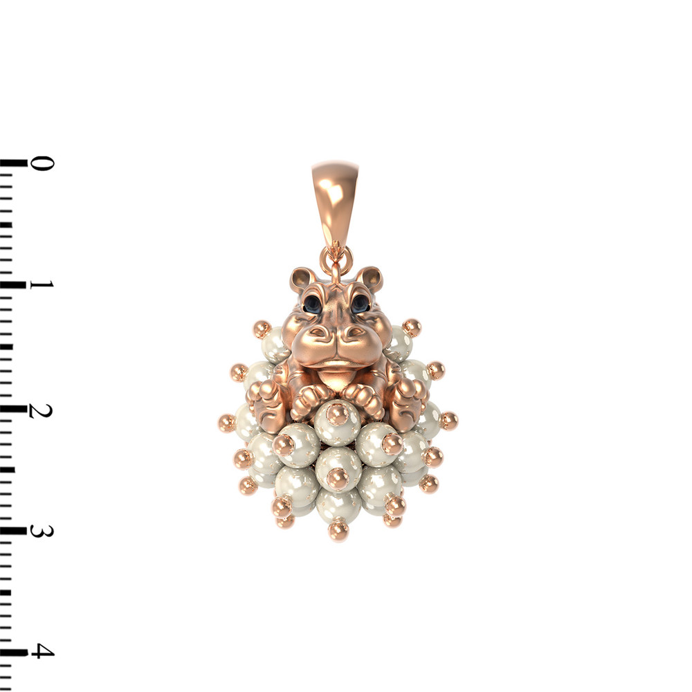 Подвеска из золота c эмалью и жемчугом