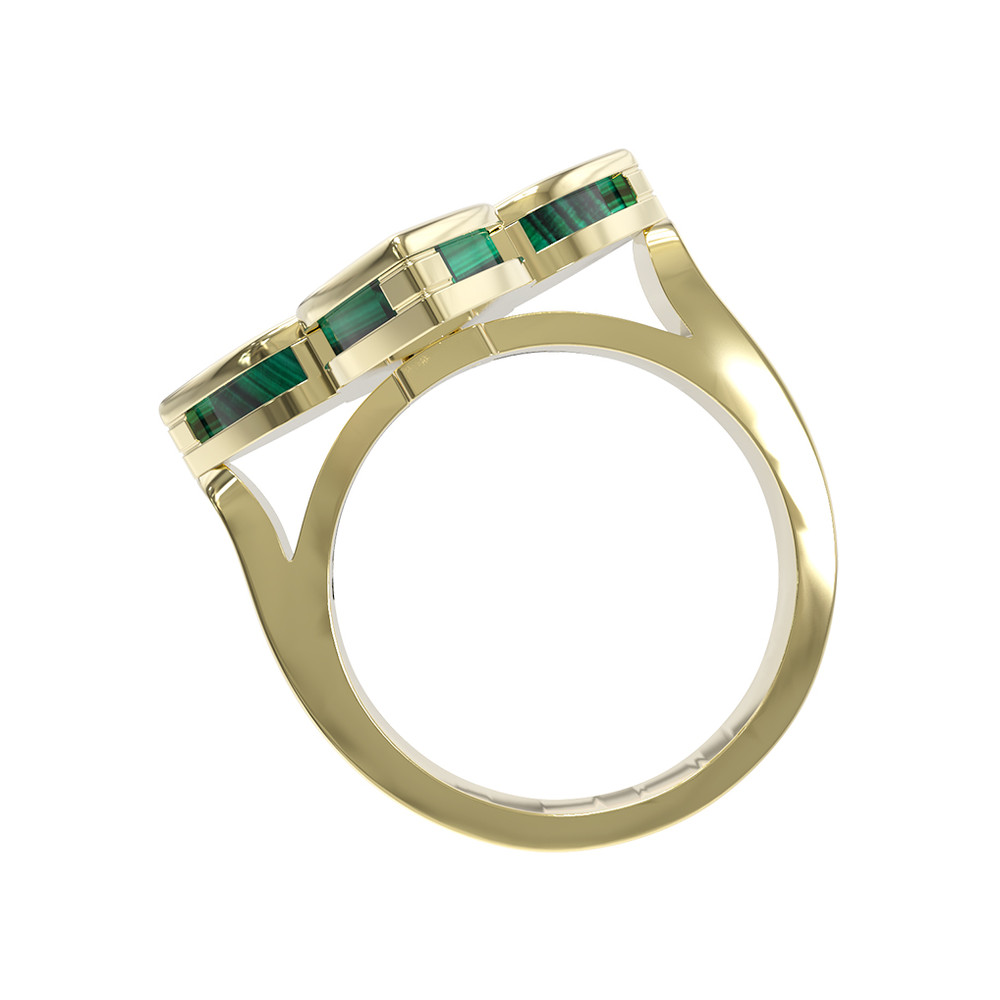 Кольцо из лимонного золота c бриллиантами и малахитом