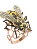 Кольцо из золота 585 пробы c эмалью и фианитом