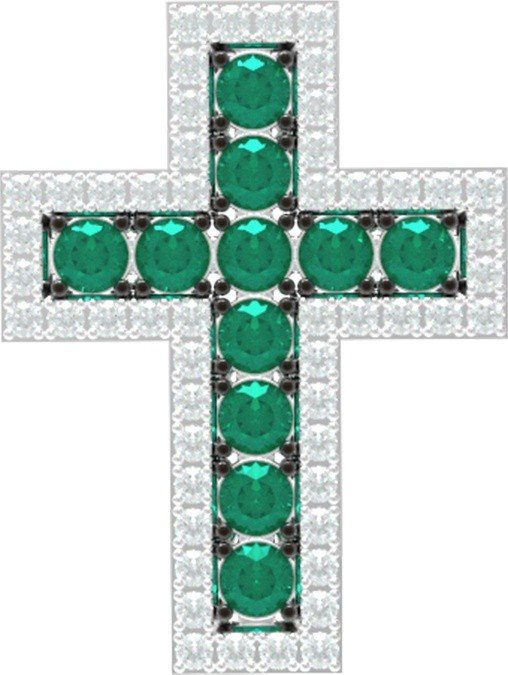 Крест из золота c бриллиантами и изумрудом