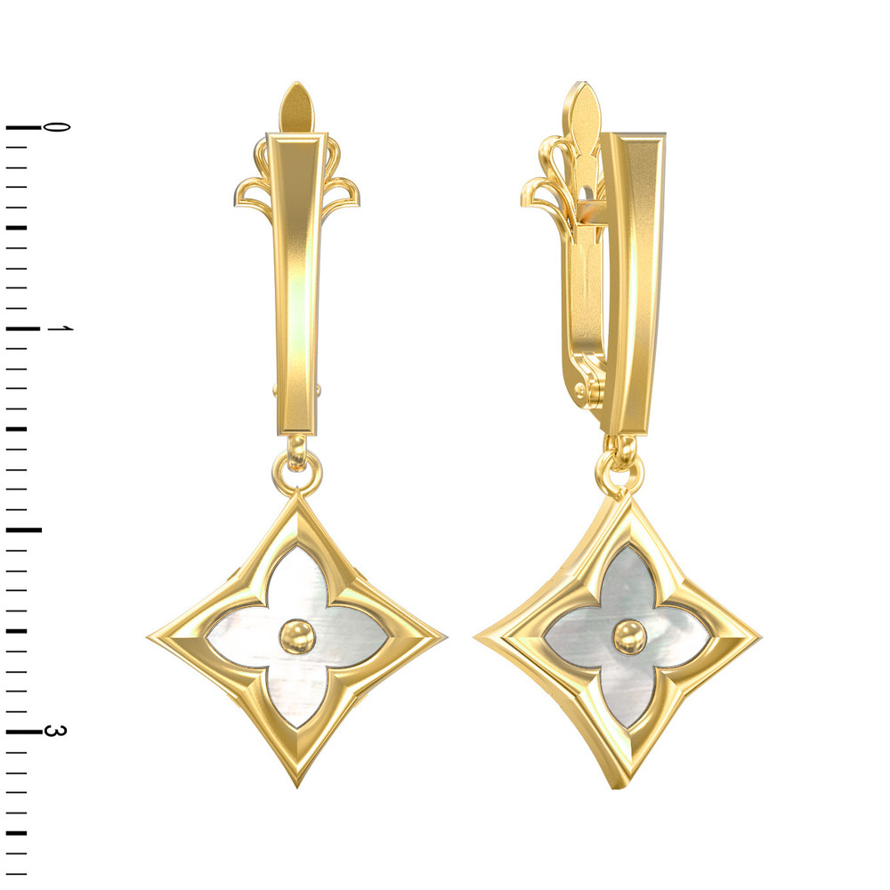 Серьги из лимонного золота c перламутром