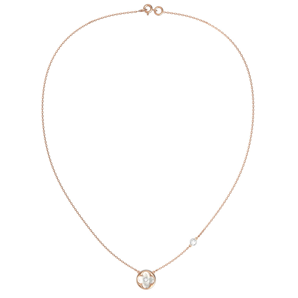 Колье из золота c бриллиантами и перламутром